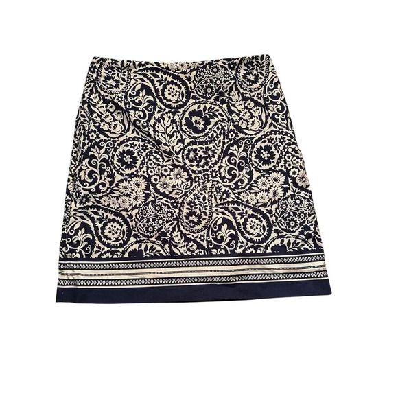 TALBOTS VINTAGE NAVY BLUE PAISLEY PRINT SKIRT SIZE 2 petite - Picture 2 of 4